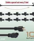 Beefy 50 Ft Heavy Duty 14 3 Extension Cord With 10 Outlets Spaced Every 5 Feet For Indoor Outdoor Use, ideal for uplighting