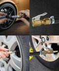 Heavy Duty Brass Locking Air Chuck With Leak Proof Gasket And Secure Grip Design For Fast Tire Inflation and smooth compressor connection.