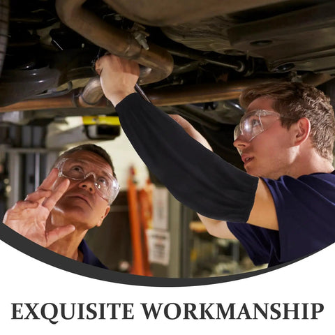 Two mechanics using Heavy Duty Waterproof Pu Arm Sleeves 2 Pack Reusable Oilproof Work Guards For Mechanics And Construction.