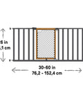 Solid Wood Cherry Stain Arched Baby Gate With Charcoal Gray Metal Frame 30 Inch Tall Fits Openings From 28 To 42 Inches