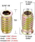 50 Pieces 5/16-18 Threaded Wood Inserts Set For Furniture Making And DIY Projects Flush Nut Inserts For Woodworking