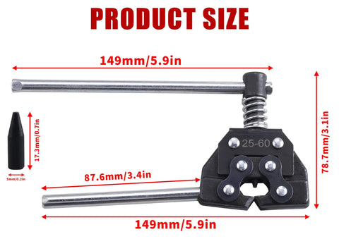 Chain Detacher Breaker Cutter For 25 35 41 40 50 60 Roller Chains dimensions diagram.