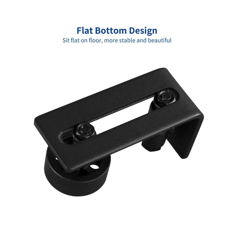 Sliding Barn Door Floor Guide Kit With Adjustable Wall Mount Stay Roller Non Scratch Rollers Flush Bottom 8 Setup Options Black Pack Of 2 Heavy Duty And Quiet For Smooth Soft Close Operation showing flat bottom design