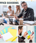 Office staff with laptops and paper, six color single hole puncher pack in one quarter inch metal handheld tool for tags and crafts