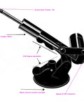 Front view of Mefape 20N mini linear actuator with 39mm stroke and M6 thread, mounted on 60mm vacuum suction cup base