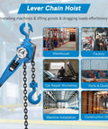 Heavy Duty Workhorse Manual Lever Hoist 3300 Lbs Load Capacity 20 Ft Chain with rotary hooks in multiple warehouse and factory settings