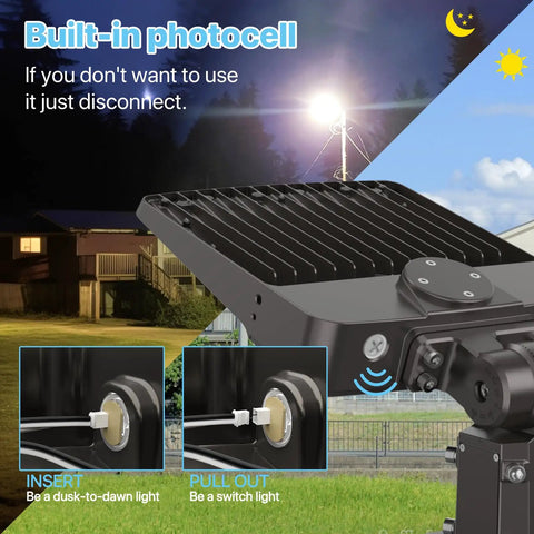 Super Bright 200W LED Parking Lot Light With Dusk To Dawn Sensor, 30,000LM 5000K Daylight, Slip Fitter Mount installed outdoors