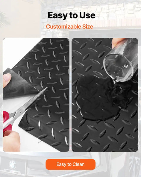 Cutting and cleaning Heavy Duty Rubber Flooring Roll 4 By 15 Foot Diamond Plate Mat, 3mm Thick, Wear Resistant SBR.