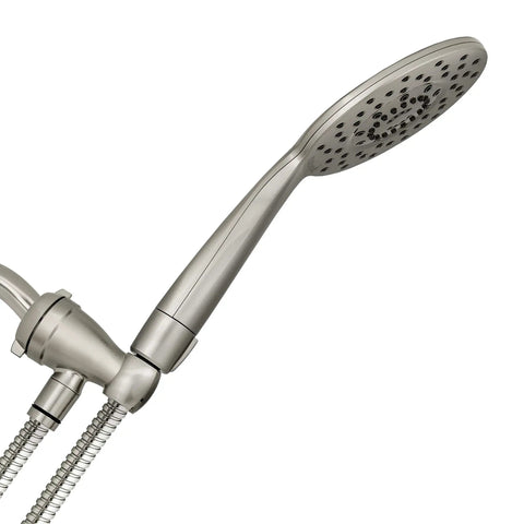UltraThin Handheld Shower Head With PowerPulse Massage, Five Spray Modes, Large Six Inch Rainfall Head, Brushed Nickel Finish
