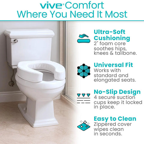 Ultra Soft Toilet Seat Cushion Donut Pad For Comfort And Support In Elongated And Standard Seats Easy Clean Foam Riser