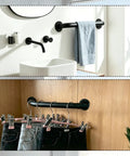 Heavy Duty Pipe Stair Handrail Wall Mounted Safety Grab Bar Twelve Inch Long Industrial Iron Tubes Crafted For Up To Three Hundred Pounds Built Solid As A Rock For Dependable Daily Support, shown in bathroom and laundry use.
