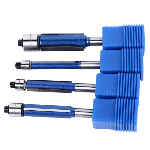 Rock Smooth Sights With This 4Pcs Flush Trim Bit Set For Your Router Featuring A Solid 6Mm Shank And Double Bearing Design That Cuts Clean Edges Without Wobble So You Can Finish Your Woodworking Projects Like A Total Champ Tonight.
