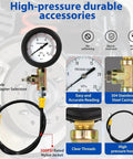 Brake Pressure Tester Universal Gauge Kit 0 To 3500 PSI ABS Hydraulic Oil Pressure Gauge shown with durable accessories