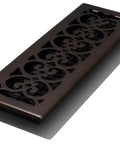 Floor Register 4x14 In Rubbed Bronze Finish With Scroll Design Steel Plated Grate Easy Drop In Install No Tools Required Durable Damper Box