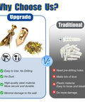 Self Drilling Drywall Anchors Kit With Screws 100 Pcs Four Size Set Heavy Duty Metal Expansion Anchors For Sheetrock No Drill Needed 66 Lb Rating 2026 Upgraded Design comparison chart showing metal vs plastic anchors.