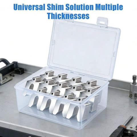 156 Piece Slotted Stainless Steel Shim Kit 4x4 Inch Shims For Leveling With Precision Thicknesses From.001 To.125 Inches in storage box