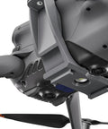 Camera Mount Expansion Bracket With 1 Quarter Inch Screw Hole And Cold Shoe For Air 3 Drone, angled view, attached to drone.