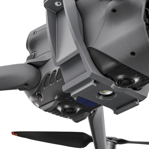 Camera Mount Expansion Bracket With 1 Quarter Inch Screw Hole And Cold Shoe For Air 3 Drone, angled view, attached to drone.