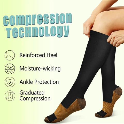 Compression Socks 15 To 20 MmHg All Day Comfort For Men And Women 8 Pairs Circulation Support, reinforced heel, black