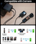 Image of 100W USB C Power Adapter for DJI Drones and More No Fuss Dual Port Battery Fast Charger with cameras connected.