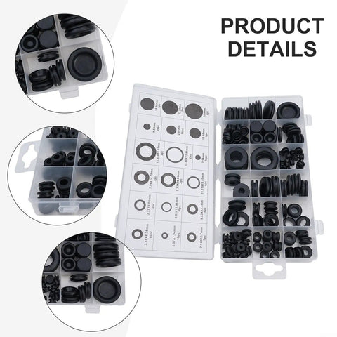 125 Piece Rubber Grommets Kit With Open And Closed Grommets And Storage Case For Cable And Wiring Projects, Automotive And Marine Electrical, DIY Home Improvement Gear For Quick, Clean Wire Runs; open cases
