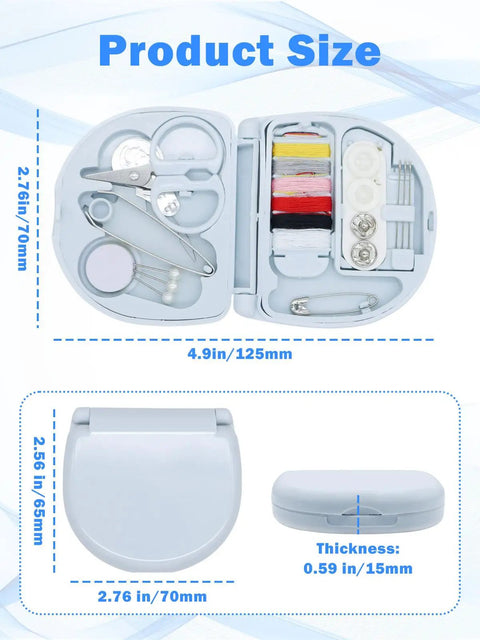 Mini Travel Sewing Kit Portable DIY Repair Set With Scissors, Needles, Threads, And Buttons In A Handy Plastic Box, Beginner Friendly