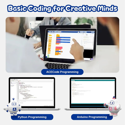 Bipedal Robot Kit For Teens And Adults ESP32 Arduino Based STEM Coding Toy DIY Robotics Project For Ages 12 To 16 Hands On Learning Electronics Programming And Engineering With Easy Assembly, coding on laptop