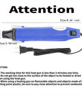 No Sweat Mini Heat Gun For Epoxy Resin And Crafts 300W Portable Handheld Dryer Tool for embossing, blue, 22cm long.