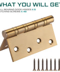 Six Pack Beefy 4x4 Inch Ball Bearing Door Hinges Set Heavy Duty Stainless Steel Exterior Hinges With Square Corners Includes 48 Screws