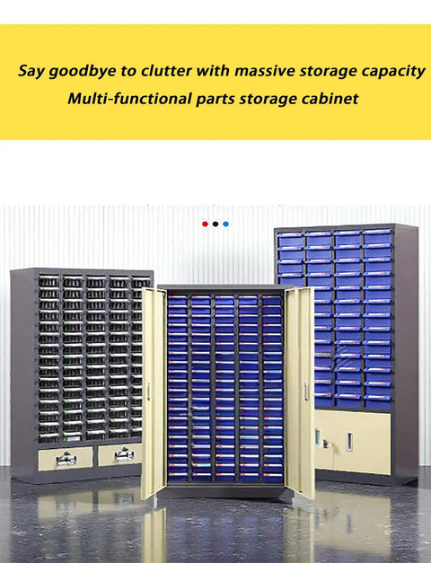 Rock Solid Steel Storage Cabinet With Sixty Clear Drawers For Small Parts Organization And Hardware Sorting Super Heavy Duty Rig showing multiple compartments.