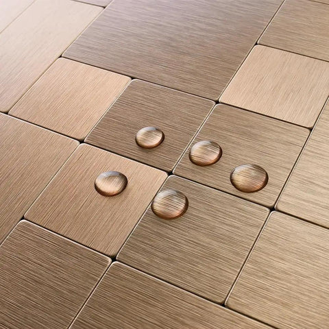10 Sheet Peel And Stick Tile Backsplash With Sleek Stainless Steel Look For Kitchen Stove, 12x12 In Self Adhering Mosaic Tiles, waterproof surface