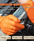 GP CRAFT heavy-duty orange nitrile gloves with diamond grip for industrial equipment operation