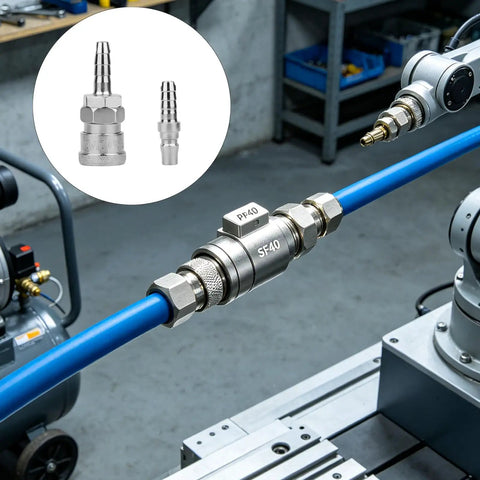 Leakproof Threaded Pneumatic Releases Coupler for Smooth Airflow and Quick Connect Air Tool Fittings High Quality Pneumatic Components for Reliable Tool Free Setup on blue hose