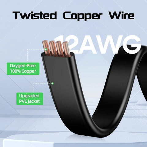 Cross-section of 10 Foot 12 AWG Solar Panel Extension Cable With Waterproof Male And Female Connectors showing copper wires and PVC jacket.