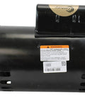 Top Shelf 2Hp 56Y Frame Square Flange Swimming Pool Motor with corrosion-resistant housing, showcasing its body and warning sticker.
