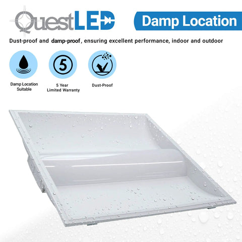2x2 LED Center Basket Troffer Panel 2 Pack 28W 3500K Warm White Bright as Day 3640 Lumens featuring damp-proof design