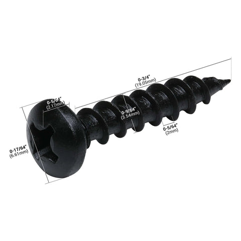 100 Pack Size 6 Coarse Deep Thread Pan Head Wood Screws With Black Phosphate Finish For Wood And MDF, Phillips Drive Size 2