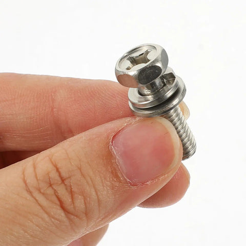 Close-up of stainless steel hex bolt from 18 Piece Stainless Steel Hex Bolts And Nuts Set With Washers For Bike Battery Terminals M6 12 16 20mm