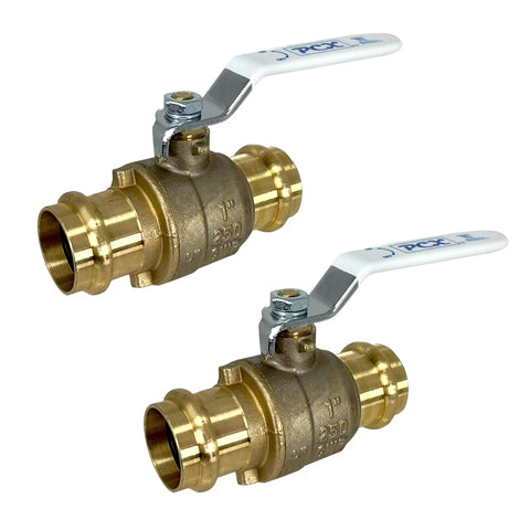 2 Pack 1 Inch Press Copper Ball Valve Full Port Brass Body Heavy Duty Lead Free NSF Certified Safe For Drinking Water For Hard Copper Pipe
