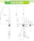 Diagram of Touchless Kitchen Faucet With Pull Down Sprayer Motion Sensor High Arc Spout Switchable Stream dimensions