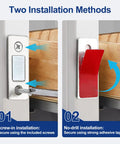 Ultra Thin Stainless Steel Cabinet Magnetic Catch Set Of 6 With Adhesive Drawer Latch Closures showing screw and adhesive install methods.