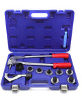 7 Lever Tube Expander Set For Plumbing And HVAC, 7 Die Head Swaging Kit For Copper Brass Aluminum Tubing, High Strength Steel Construction, Blue Finish
