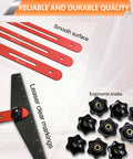 Adjustable Stair Tread Template Tool And Woodworking Stair Gauge Jig, red measuring tools with clear markings and ergonomic knobs.