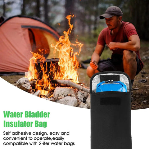 Insulated Hydration Bladder Bag for Outdoor Adventures Keeps Water Cold Longer with 600D Oxford Fabric UV Defense by campfire.