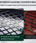 Intensive diamond-shaped mesh of Beast Compost And Peat Moss Spreader For Lawns And Gardens With 2 In 1 ATV And T Shaped Handle