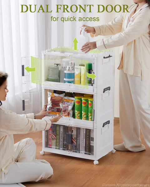 Heavy Duty 144Qt Storage Bins With Lids, Sweet 3 Pack Foldable Stackable Totes With Wheels for easy access and organization.
