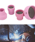 Top Tier Ceramic Welding Cup Kit For TIG Torch With 12 14 16 Size Inner Diameter Lens Nozzles center hole, 3 pink ceramic nozzles for WP series.