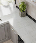 Off White Marble Peel And Stick Vinyl Floor Tiles 12x12 Waterproof Self Adhesive 24 Pack on kitchen countertop