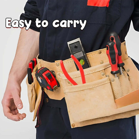 Person wearing tool belt with hand tools, including a Two Pack Sheet Metal Hand Seamer With Anti Slip Handle.