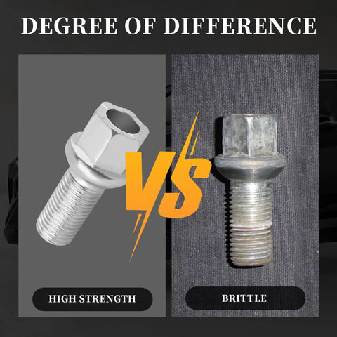 Comparison of Heavy Duty M14x1.5 Wheel Studs 5 Pack Alloy Steel Lug Bolts, high strength vs brittle fasteners.
